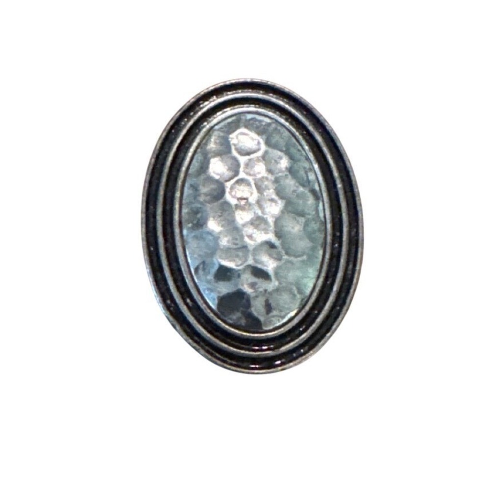 Premier Designs Silver Tone Hammered Oval‎ Magnetic Necklace Enhancer Pendant